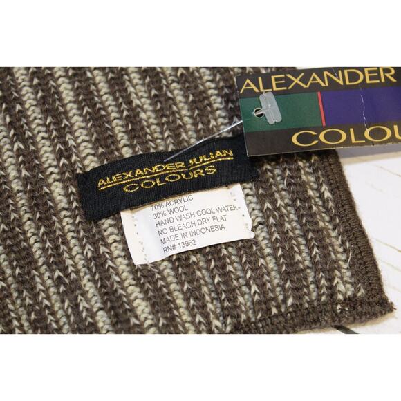 Alexander Julian Colours Wool Blend Winter Scarf Brown 9" x 48" *** NWT *** - Picture 4 of 6